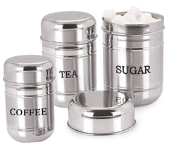 Kuber Industries 3 Pieces Stainless Steel Tea,Coffee and Sugar Container Set, 500Ml,300Ml,200 Ml (Silver) -CTLTC38138