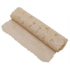 Kuber Industries Floral Design Virgin Viny Soft Fabric Dining Table Runner 34"x17" or 84 x 42 cm (Cream) - CTKTC045912