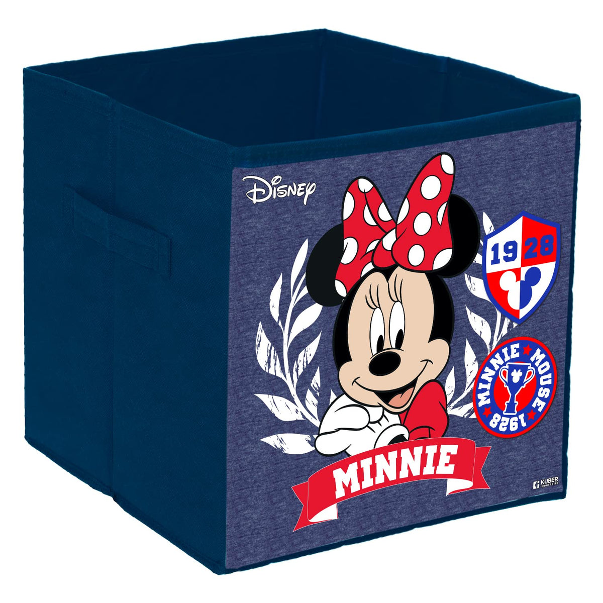 Kuber Industries Disney Minnie Print Durable & Collapsible Square Storage Box|Clothes Organizer With Handle, (Blue)