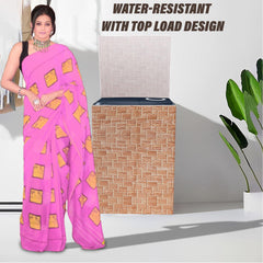 Heart Home Washing Machine Cover | Brick New Check Design Washing Machine Cover | PVC Top Load Semi-Automatic Washing Machine Cover | Golden