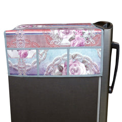 Kuber Industries Flower Design PVC Fridge Top Cover - Grey