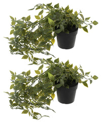 Kuber Industries Artificial Plant with Pot|Fake Plant Pots for Home Décor|Indoor Plant for Table, Balcony, Living Room|Pack of 2 (Green)