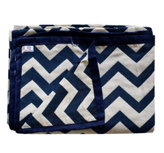 Kuber Industries Lining Design Cotton 4 Seater Centre Table Cover - Blue (CTKTC01168)