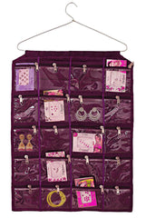 Heart Home 20 Pockets Hanging Jewellery Organizer with Zipper & Hanger (Purple) (F_26_HEARTH016966)