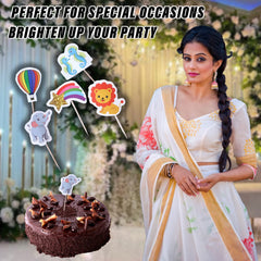 Kuber Industries Cupcake Toppers | Cardboard Cupcake Picks |Decorations Supplies for Farewell | Birthday Party | Theme Cupcake Topper | 100 Pieces | DT-2150 | Multicolor