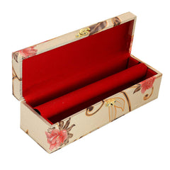 Kuber Industries Exclusive Floral Design Wooden 2 Pieces One Rod Bangle Storage Box with Lock System (Gold) - (CTLTC038183)