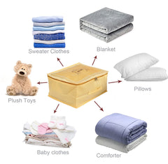 Heart Home Doli Printed Non-woven Foldable Underbed/Storage Bag/Wardrobe Organizer (Gold) 54HH4294.