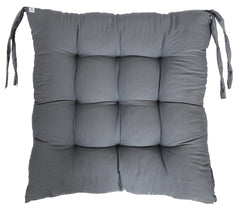 Heart Home Square Chair Pad/Cushion|Quilted Microfiber Fabric & Solid Color|Soft & Comfortable Sitting|Size 45 x 45 x 1CM, Pack of 2 (Grey)