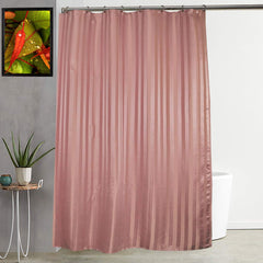 Kuber Industries Self Lining Design 7 Feet Shower Curtain with 8 Hooks (Brown) - CTKTC030567