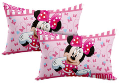 Kuber Industries Disney Minnie Print Silk Special Long Crush Pillow Cover- Set of 2, Pink-KUBMART010054
