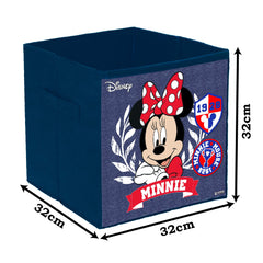 Heart Home Disney Minnie Print Durable & Collapsible Square Storage Box|Clothes Organizer With Handle,Pack of 2 (Blue)