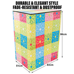 Heart Home Washing Machine Cover | Yellow & Check Print Washing Machine Cover | PVC | Top Load Semi-Automatic Washing Machine Cover | Multi