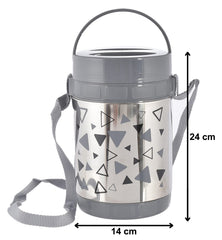 Kuber Industries Designer Insulated Stainless Steel Lunch Box with 4 Container (Grey)-HS42KUBMART25115, 1
