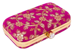 Kuber Industries Evening Bag for Women Wedding Party Clutch Handbag Crossbody Chain Shoulder Clutch Purse (Pink)-KUBMART11859