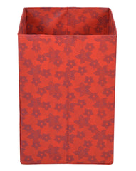 Heart Home Metallic Flower Printed Non-Woven Laundry Basket, Clothes Hamper For Laundry Closet, Bedroom, Bathroom With Handles- Pack of 2 (Red)-HS43HEARTH25863