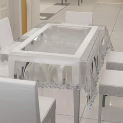 Kuber Industries Dining Table Cover 6 Seater(Silver Lace),Polyvinyl Chloride (PVC),Rectangular,Pack of 1