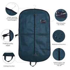 Kuber Industries Folding Blazer Cover|Non Woven Embossed Hanging Coat Cover|Transparent Window Wardrobe Organizer With Zipper (Green)