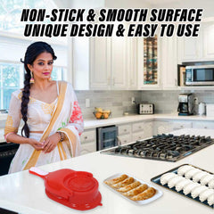 Heart Home Dumpling Maker | Plastic 2 in 1 Kitchen Dumpling Making Tool | Momos Maker Machine | Gujiya Maker | Manual Dumpling Maker | Red