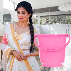 Heart Home Bucket|Plastic Bucket for Bathroom|Bucket for Bathing|Unbreakable Bucket with Handle|16 Liter|Pack of 2 (Pink & Yellow)