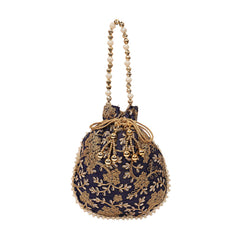 Kuber Industries Silk Embroidered Women Potli Bag (Purple) -CTKTC8805
