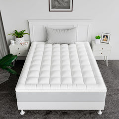 Heart Home Mattress Padding | Cotton Single Bed Mattress Topper | Waterproof Mattress Padding | Mattress Padding Topper with Elastic Band Straps | 60x78 Inch| White