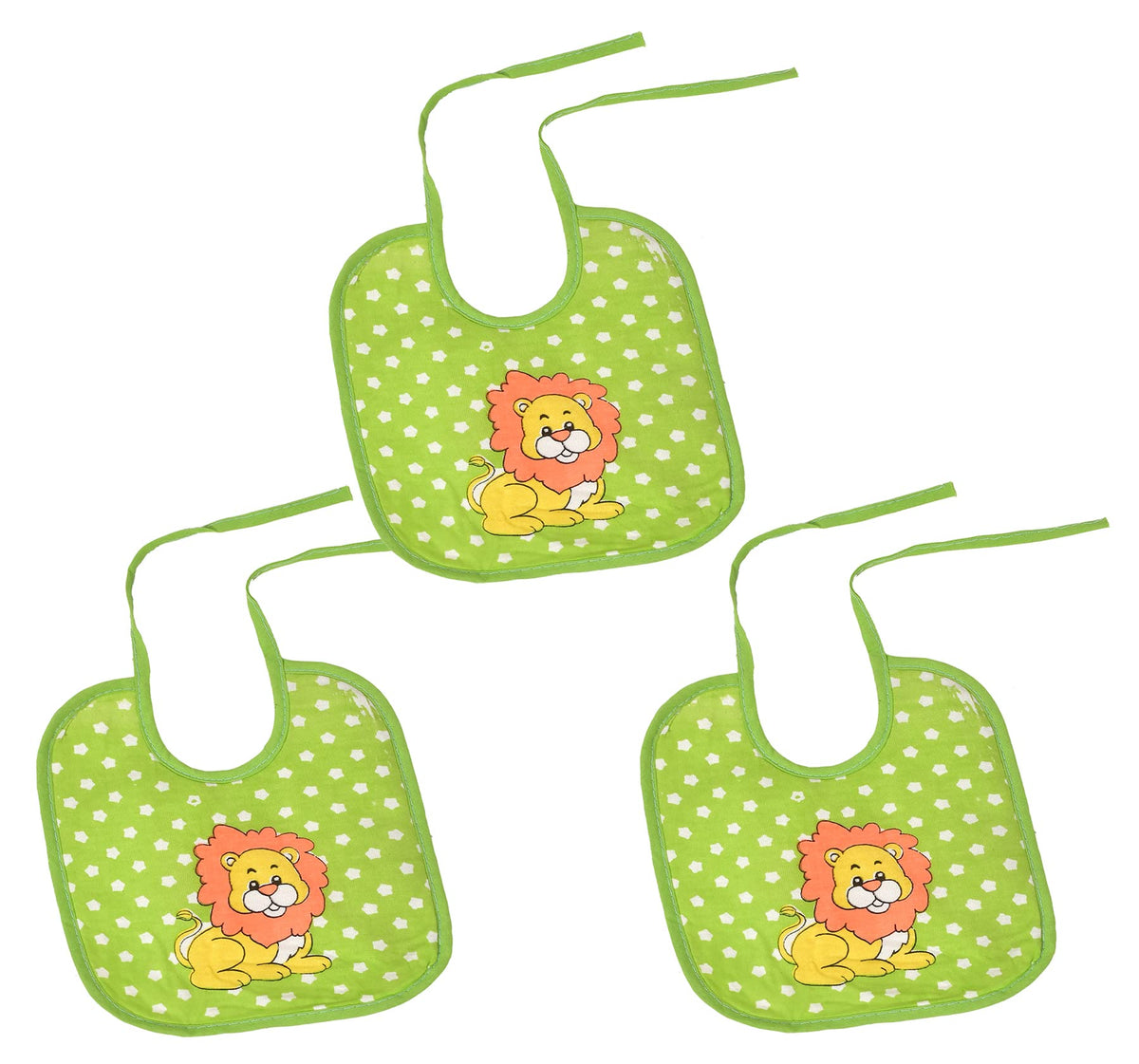 Heart Home Unisex Baby Cotton Super Bib, Baby Bib, Washable, Stain And Odor Resistant-Pack of 3 (Green)-HS43HEARTH25516