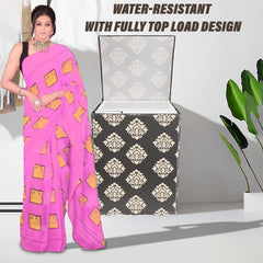 Heart Home Washing Machine Cover | Square Design Washing Machine Cover | Knitting Polyester | Top Load Fully-Automatic Washing Machine Cover | Brown