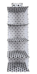 Kuber Industries Dot Print Non Woven Hanging 4 Shelves Foldable Wardrobe/Closet Cloth Organizer (Black & White)-KUBMART15338