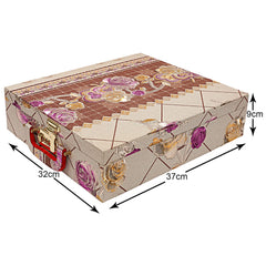 Kuber Industries Multipurpose Wooden Floral Design 5 Rod Bangle Box/Organizer/Case With Mirror & Number Lock System - Pack of 2 (Gold)-47KM0663