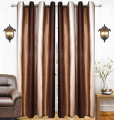 Kuber Industries Polyester 4 Pieces 7 Feet Eyelet Door Curtain (Brown) -CTKTC12951