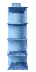 Heart Home Laheriya Print Non Woven Hanging 4 Shelves Foldable Wardrobe/Closet Cloth Organizer (Blue)-KUBMART15342