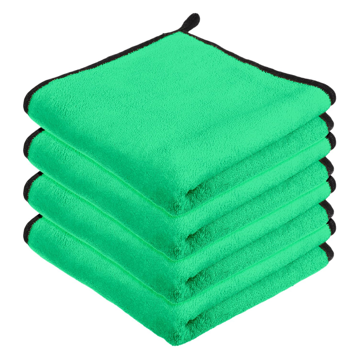 Kuber Industries Cleaning Towel | Reusable Cleaning Cloths for Kitchen | Duster Towel for Home Cleaning | 400 GSM Cleaning Cloth Towel with Hanging Loop | 40x40 | Pack of 4 | Green
