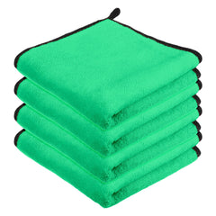 Kuber Industries Cleaning Towel | Reusable Cleaning Cloths for Kitchen | Duster Towel for Home Cleaning | 400 GSM Cleaning Cloth Towel with Hanging Loop | 40x40 | Pack of 4 | Green