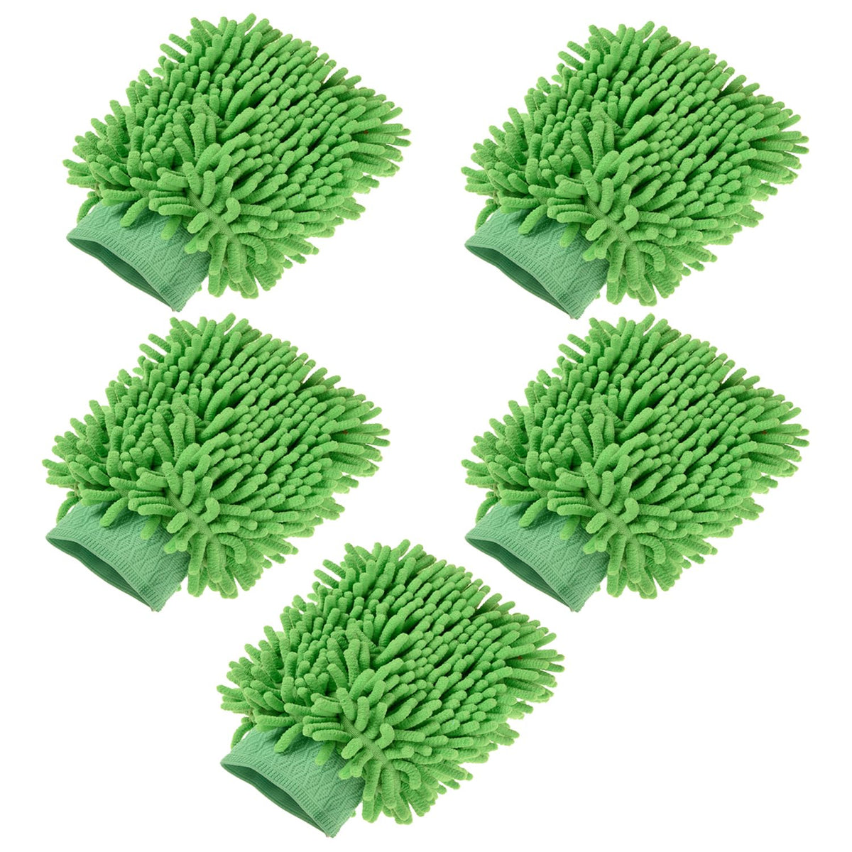 Heart Home Gloves | Microfiber Cleaning Gloves | Chenille Mitts for Kitchen | 50 GSM Hand Duster for Kitchen | Hand Gloves For Car | Duster for Glass | Pack of 5 | Green