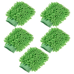 Heart Home Gloves | Microfiber Cleaning Gloves | Chenille Mitts for Kitchen | 50 GSM Hand Duster for Kitchen | Hand Gloves For Car | Duster for Glass | Pack of 5 | Green