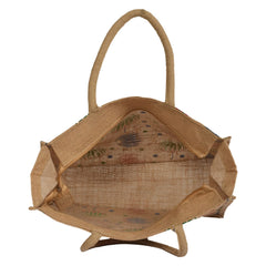 Kuber Industries Umbrella Print Jute Reusable Eco-Friendly Hand Bag/Grocery Bag For Man, Woman With Handle Pack Of 3 (Brown) 54KM4368