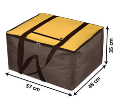 Kuber Industries Large Moisture Proof Wardrobe Organizer Storage Bag For Clothes With Zipper Closure and Handle (Yellow & Brown)-HS43KUBMART26689