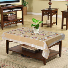 Kuber Industries Flower Printed Cotton 4 Seater Center Table Cover,40"x60" (Autunm Orange)-44KM057