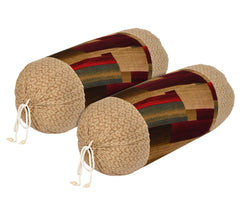Heart Home Check Floral Print Soft & Luxurious Decorative Cotton Bolster Cover- Set of 4, 16"x30" (Cream) 54HH3932.