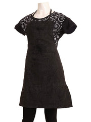 Kuber Industries Floral Cotton 2 Piece Kitchen Apron with Front Pocket Set - Black