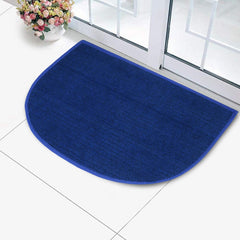 Kuber Industries D-Shape Durable Microfiber Door Mat, Heavy Duty Doormat,(Set of 3, 14'' x 23'', Blue)-KUBMART12175