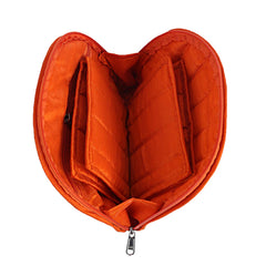 Kuber Industries Embossed Floral Design Cotton Jewellery Kit, Orange