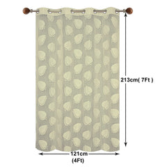 Kuber Industries Leaf Print 7 Feet Cotton Door Curtain for Living Room, Bed Room, Kids Room with 8 Eyelets Pack of 2 (Cream)-50KM01066