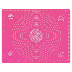 Kuber Industries Baking Mat|Silicone Non-Stick Stretchable Kneading Mat|Fondant Rolling Mat for Kitchen,Roti,Chapati,Cake,19 x 16 Inche (Pink)
