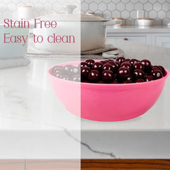 Kuber Industries Bowls|Plastic Dishwasher Safe Bowl|Serving Bowls|Bowls for Kitchen|Microwave Safe Bowls for Salad|Soup|Pasta|2000 ML|Pack of 3 (Pink)