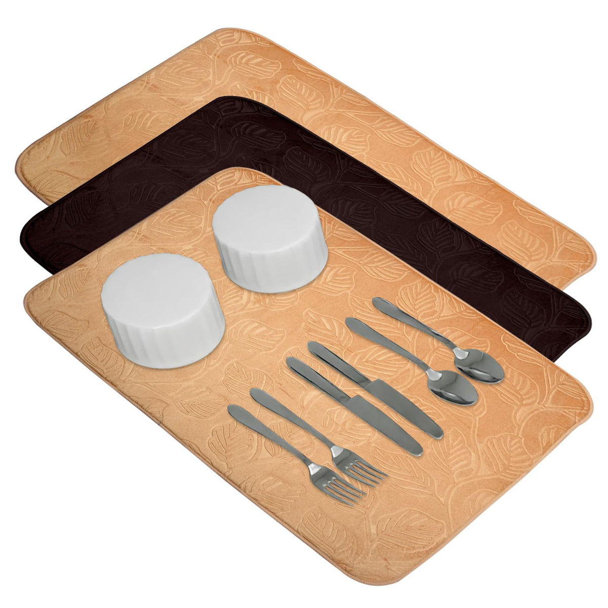 Kuber Industries Dish Dry Mat | Microfiber Self Drying Mat | Kitchen Drying Mat | Water Absorbent Kitchen Mat | Embossed Dish Dry Mat | 38x50 | Pack of 3 | Multicolor