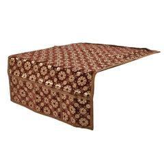 Kuber Industries Floral Design Velvet Fridge Top Cover with 4 Utility Side Pockets (Brown)-HS_38_KUBMART21078, Standard