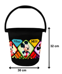 Kuber Industries Plastic Disney Mickey Minnie Print Bucket|Strong Handle & Digital Print|Size 32 x 32 x 30 CM|Capicty 16 LTR (Black) -HS_35_KUBMARTS17836