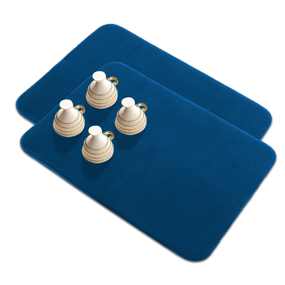 Heart Home Dish Dry Mat | Microfiber Drying Mat | Kitchen Drying Mat | Reversible Mat | Kitchen Absorbent Mat | Dish Dry Mat for Kitchen | 38x50 | Pack of 2 | Blue