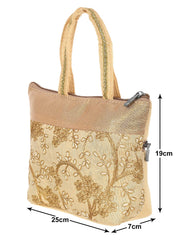Kuber Industries Polyester Embroidery Design Hand Bag For Women/Girls With Handle Pack of 2 (Cream) 54KM4029